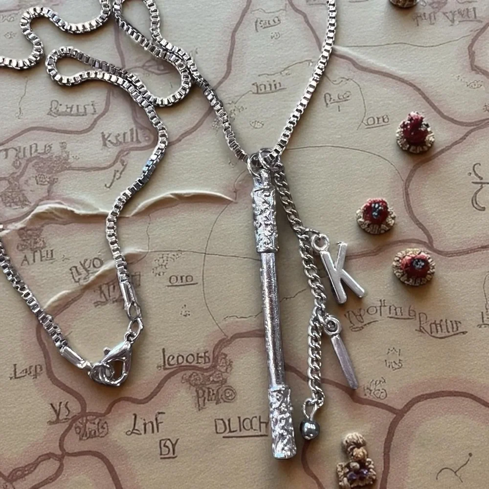 Dungeons and Dragons Monk necklace Monk staff and the initials KI DND jewelry